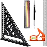 Carpenter Square 180 mm, Combination Square 300 mm, Metallic Carpenter with Bubble Level, Metallic Pencil and 12 Pencil Leads