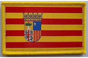 MateyCo Parche con Velcro Aragon, comunidad de Aragon,Tejida oficial 8 cm x 5 cm para Mochila, Chaleco, Gorras. Parche para Ropa Militar y Motera (Aragon)