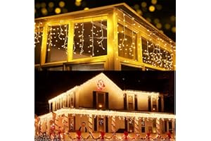 PhilzOps Cascata Luci da Esterno, 360 LED 14M Luci Natale Tenda Bianco Freddo Impermeabile 8 Modalità Catene Luminose Decorazione per Nataliazie Interno Casa Feste Finestra Giardino, Cavo Trasparente