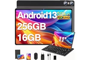 SEBBE Tablet 11 Pulgadas Android 13 Tablet PC Pantalla 2K Tableta Octa-Core 2.0 GHz 16GB RAM + 256GB ROM + TF 1TB / 2000*1200 Pixels / 8MP+20MP / 10000 mAh / 5G WiFi , con Ratón Teclado Marrón