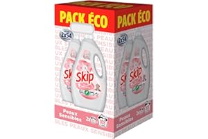 Skip - Lessive Liquide Peaux Sensibles - Contre les taches tenaces - Parfum léger et agréable - Testée dermatologiquement - 2x54 Lavages
