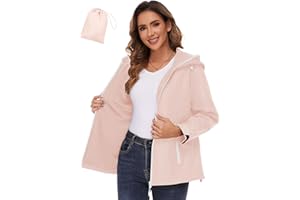 EFFAN Regenjacke Damen Wasserdicht Atmungsaktiv Outdoorjacke Übergangsjacke Leichte Funktionsjacke Windbreaker mit Kapuze