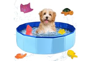 LWLWA Katzenpool, Faltbar Hundeplanschbecken, 50 x 10 cm Pool für Hunde, Blaue Oxford-Gewebe Planschbecken für Katzen, mit Wasserspielzeug, für Kleine Hunde und Katzen zum Baden und Planschen