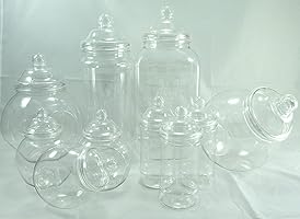 Britten &amp; James - Surtido de 10 jarras de pl&aacute;stico vac&iacute;as (dise&ntilde;o variado tipo victoriano) Pl&aacute;stico autorizado para uso con alimentos aunque puede utilizarse para otros usos. Ideal para fiestas, cumplea&ntilde;os, bodas, de San Valent&iacute;n, Navidad, Pascua, Halloween, d&iacute;a de la madre, d&iacute;a del padre, para abuela y abuelo.