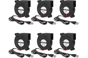 DORHEA 6 Stück 50 mm Kühlung USB-Gebläse 5015 5 V USB 5 Volt Lüfter Gebläse Turbine Turbo Kugellager 50 x 50 x 15 mm PC-Computergehäuse Kühlung Kühlerlüfter