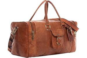 SID & VAIN Weekender Landon aus Vintage Leder I Sporttasche groß Herren 50 cm I Reisetasche Handgepäck braun handgefertigt