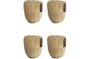 Anjing 4 Pack Strong Wicker Finch Nesting Box Wicker Large with Hooks
