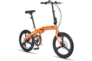 PACTO Dwa rower składany 20 cali z systemem szybkiego składania (10 sek), aluminiowa rama, lekki (13 kg), 6 biegów Shimano, podwójny hamulec tarczowy i światło LED