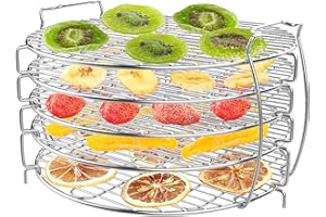 JETCLOUD Support de déshydrateur pour friteuse à air comprimé en acier inoxydable 304 5 couches compatible avec Ninja Foodi 6,5 l et 8 l - Plateau pour friteuse à air comprimé pour fruits, bœuf