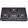 GREENCHEF Kelvin Hob Auto Ignition Glass Top Gas Stove (3 Burner), Tempered Glass, Black