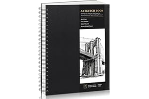 WSICSE A4 Sketchbook Hardcover Spiral Bound, 160gsm Thick Paper Drawing Pad, 40 Sheets/80 Pages Drawing Book Sketch Pad for Artists, Art Projects, Ideal for Sketching, Pencil & Charcoal