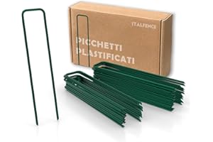 Italfence - Picchetti in acciaio zincato e plastificato per telo pacciamatura (Tutte le misure) [Ø3,00mm, 50 pezzi]