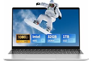 ‎AUUSDA Auusda Laptop Computer with 32GB DDR4 1TB NVMe SSD, 15.6 Inch FHD IPS LCD, N95 Up to 3.4GHz with Fingerprint Unlock, Cooling Fan, Webcam, Dual Speakers, Mini HDMI, USB-A x 2, Business Laptop