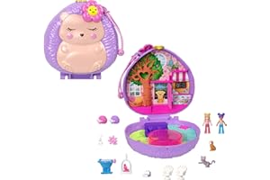 Polly Pocket Kawiarenka jeżyka Zestaw kompaktowy z ruchomymi elementami i +10 akcesoriami, HRD37