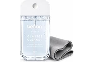 Betron Glasses Cleaner Spray with Reusable Microfibre Lens Wipe, Streak-Free Lens Cleaner for Eyeglasses & Sunglasses, 45ml