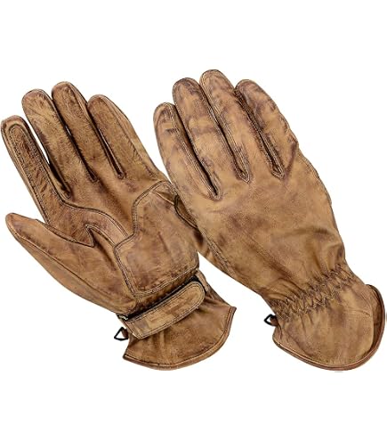 Motorrad-Lederhandschuhe Retro-Style – Cafe Racer & Chopper, Schwarz/Größe L, Aus Echtem Rindsleder