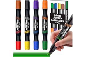 joibabe Jumbo Marker Pens, Dual-Ended Thick Chisel Tip Huge Poster Markers, 10mm Large Chunky Marker Pens, 8 Colors Marker Set for Craft Decorative Painting & Art Projects (4 pack)