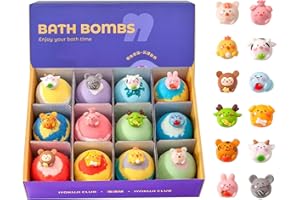 TOLENRE Boule de Bain Naturelles pour Enfant, Coffret de Bombes de Bain, 12x60g Bain Moussant Coffret, Bombes de Bain Enfants avec Surprise Cadeau d'anniversaire pour Garçons et Filles