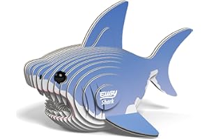 EUGY 650019 Shark, 3D Animal Puzzle for Children and Adults to Assemble, DIY Animal Figure, Craft Set from 6 Years, EH-019