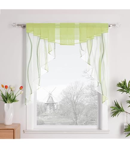 Devola Dreieckige Spitzengardine – 130x60 Cm, Mit Kristallperlen, Orange, Aus Polyester