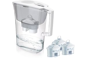 LAICA Prime Line Caraffa Filtrante - Grande Capacità di 3L - Bianca - Timer Digitale - 3 Filtro bi-flux Inclusi, Preserva i Sali Minerali Utili all'Organismo e Riduce Cloro - Made in Italy
