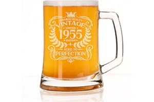 Always Looking Good Regalo de 70 cumpleaños para hombres vintage de 1955 envejecido a la perfección taza de vidrio grabado para cerveza de 70 años de edad, vasos de cerveza de medio litro