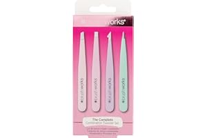 Brushworks HD 4 Piece Combination Tweezer Set - Pastels