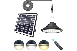 Qoolife Solarlampen für Außen Innen Hängend, 4500mAh 3 Farbe/4 Modi LED Solar Hängelampen mit Fernbedienung, IP66 Wasserdicht USB-Aufladung Solarleuchten Pendelleuchte für Outdoor Garten mit 5m Kabel