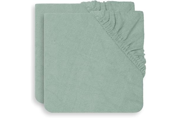 Jollein Housse de Matelas à Langer en Tissu Éponge 2-Pièces, 50 cm Longueur x 70 cm Largeur, Vert Cendré