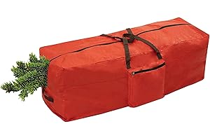 ADEPTNA Heavy duty Christmas Tree Storage Bag - Suitable Xmas Tree Up to 7ft -Double Stitched Zip Carry Handles (RED)