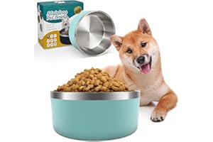 IKITCHEN Ciotola per cani per cibo e acqua, ciotola per animali domestici in acciaio inox da 64oz, resistente e antiscivolo, con fondo in gomma per cani di taglia media e grande (8 tazza, verde menta)