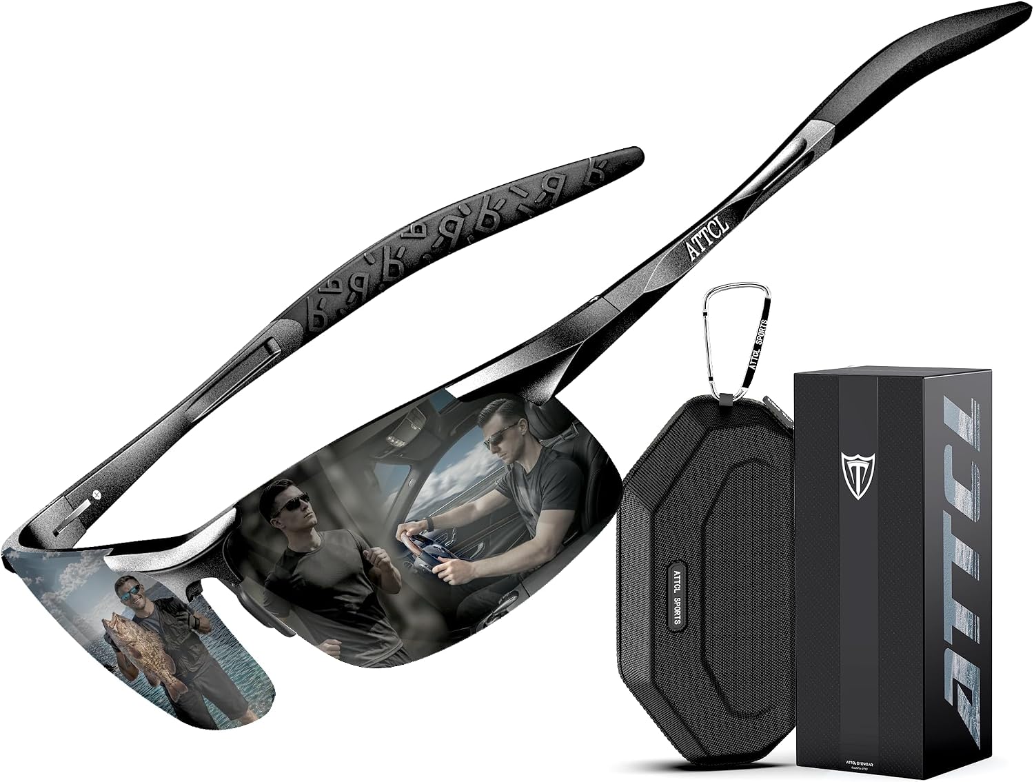 ATTCL Polarised Sunglasses Mens Sports: UV400 Protection Anti Glare Wrap Around Lightweight Cycling Running Golf Driving