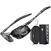 ATTCL 25g Men's Sunglasses Polarized Sports Frame AL-MG UV400 | TAC HD Polarized Anti-Glare Rectangle Wrap Around Lens with N