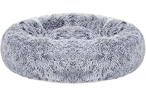 FEANDREA Łóżko dla psa, legowisko dla kotów, miękka powierzchnia z aksamitu PV, 50 cm, szare PGW037G01