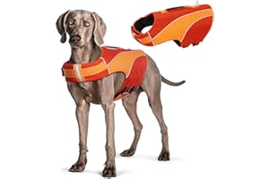 Hjyokuso Schwimmweste Hund, Hundeschwimmweste, Hunde Schwimmhilfe, Ripstop & Reflektierende, Größenverstellbar mit Starkem Auftrieb und Rettungsgriff zum Schwimmen, Bootfahren und Kanufahren (Rot L)