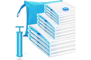 DOWOWDO Sacchetti Sottovuoto Salvaspazio per Vestiti Piumoni, 12 Pièces Sacchi Sottovuoto 4 Jumbo 100x80 +4 Grande 80x60 +4 Medio 60x40cm Sacchetti Riutilizzabili con Pompa e Sacchetti