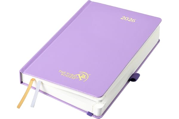 POPRUN Agenda 2026 Journalier 21,5 x 14,5 cm - Couverture Rigide, 1 Page par Jour A5 Planner, D'Jan 2026 à Déc 2026-12 Mois, Avec signet à 2 rubans, Papier 80 g/m², Violet