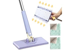 HENGBIRD Automatyczny mop minis, 360°, wielofunkcyjny płaski mop, kompatybilny z ręcznikami do twarzy, do wycierania podłóg, czyszczenia szaf, luster, ścian, kuchni