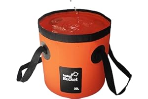 MMSGA Collapsible Bucket, 3&5 Gallons Multifunctional Portable Collapsible Fishing Bucket -Wash Basin Folding Bucket -Water Container for fishing-Camping-Gardening (Orange, 20L)