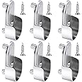 Hotop 6 Pieces Oval Wardrobe Rail End Supports Silver Wardrobe Rod Bracket 15 mm Wardrobe Flange Rail Brackets and 6 Piece Screws for Wardrobe Closet, Polished Chrome Finish