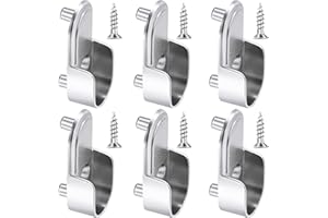 HOTOP 6 Soportes Ovalados de Extremo de Riel de Armario Soporte de Barra de Armario de Plata Niquelada Soportes de Riel de Brida de Armario de 15 mm y 6 Tornillos para Acabado Cromado Pulido