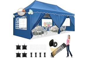 HOTEEL Pop Up Gazebo 3m x 6m With 6 Sides, Uv 50+ And Waterproof Gazebo, Thickened Frame, Large Space Easy, For Weddings, Commercial, Beaches, Parties, Patio
