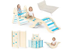 STYPLZ Triangolo da arrampicata con scivolo, arco da arrampicata, rampa a doppia faccia, per arrampicata, scivolo e altalena, struttura da arrampicata 7 in 1 per interni a partire da 1 anno (set da 3 pezzi