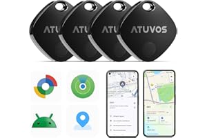 ATUVOS Dual-System Air Tag Pro 4er Pack, Smart Schlüsselfinder Tracker kompatibel mit Android Google Mein Gerät finden or iOS Apple Wo ist? App (Huawei nicht unterstützt), Key Finder für Gepäck,Koffer