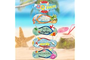 KARENHI Set mit 5 Pool-Schildern und Dekoration, Outdoor-Holz-Pool-Regeln, Schilder, Holz-Sommer-Wandbehang, Dekoration, Flip Flop, hängend, Bauernhaus, Outdoor-Dekorationen für Schwimmbad-Dekoration