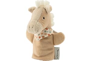 Sterntaler Fingerdocka häst Sunny – babyleksak häst av sammetslent tyg med blommig halsduk – fingergosedjur för spädbarn och barn – kul och fantasi för hem och på språng, ljusbeige