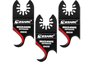 EZARC Lama per coltello a uncino oscillante multiutensile, 3 lame per sega multiutensile per il taglio di materiali morbidi, tegole, moquette in PVC e cartone