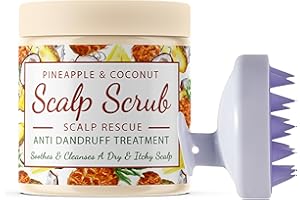 CalmGrace Exfoliating Scalp Scrub with Silicone Scalp Brush | Coconut & Pineapple Hair Scrub Scent | Hair Care Set with Hair Scalp Exfoliator for Dandruff Prone Oily Hair & Dry, Itchy Scalp