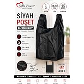 Kalbi Ticaret Kalın Siyah Poşet B&uuml;y&uuml;k Boy 1 Kg Hışır Atlet Poşet Market Manav Poşeti &Ccedil;&ouml;p Poşeti
