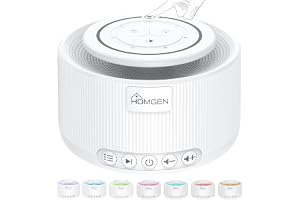 HOMGEN Vit ljudmaskin, 30 lugnande ljud, 30 volymnivåer, minnesfunktion, batteridriven ljudmaskin, sömnljudmaskin för vuxna och spädbarn